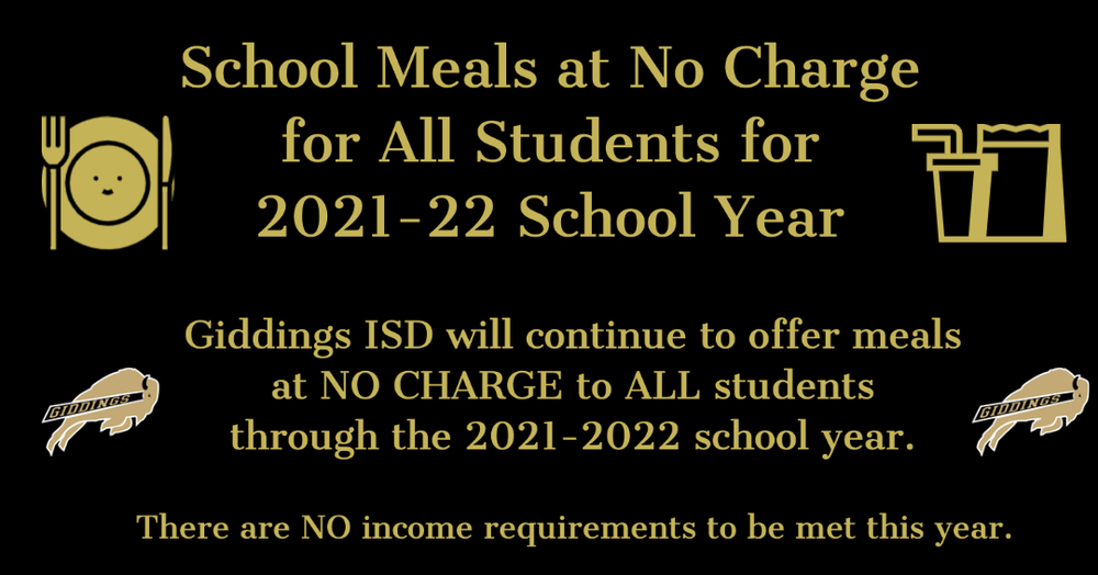 School Meals at No Charge for All Students 2021-22