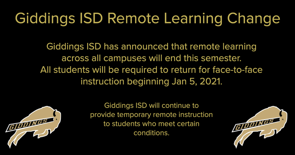 GISD To End Remote Learning Giddings Middle School