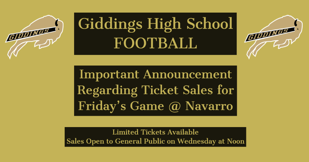 Important Announcement -- Ticket Sales for Buffs vs Navarro Game