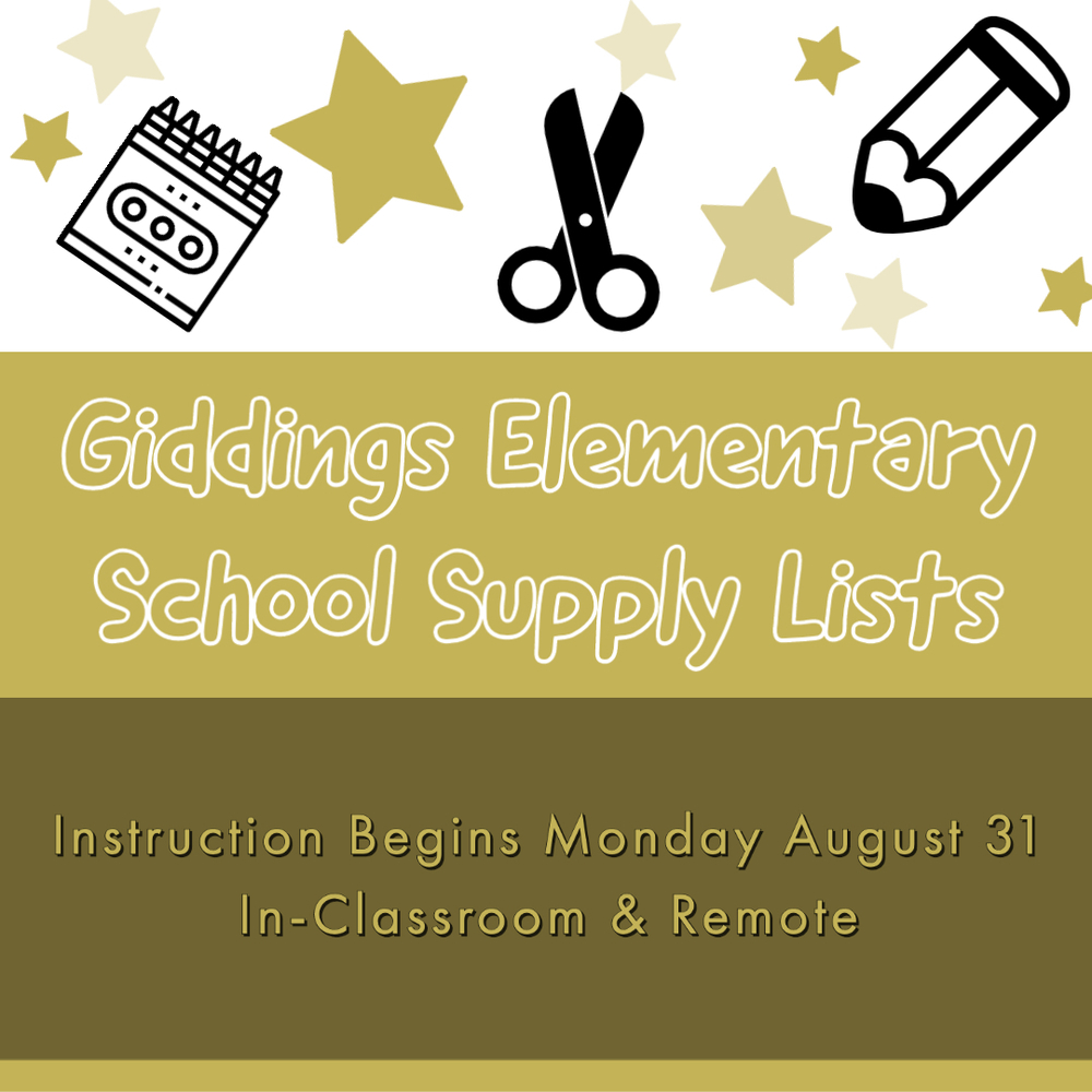 2020-21 Giddings Elementary School Supply Lists
