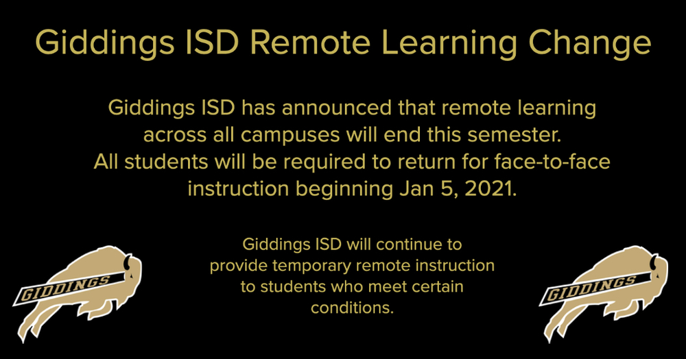 GISD Remote Learning Change