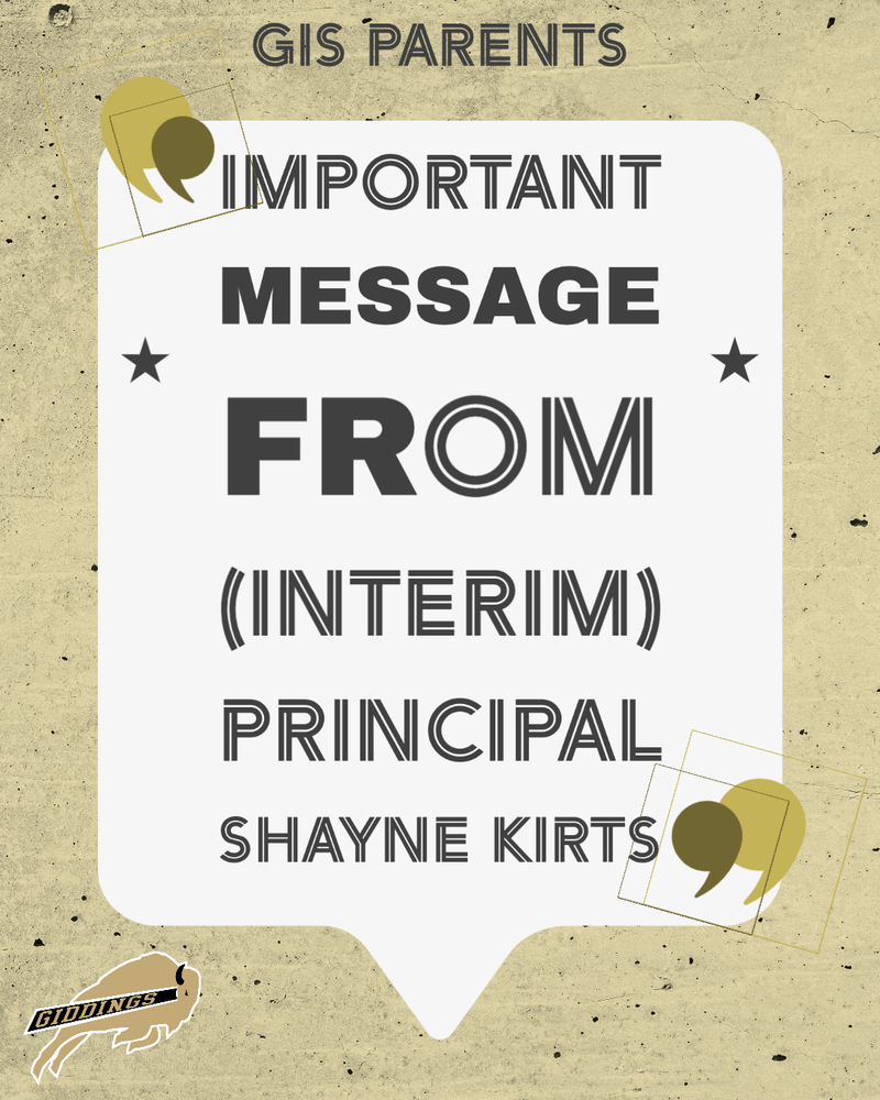 Important Message from Interim Principal Shayne Kirts