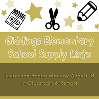 2020-21 Giddings Elementary School Supply Lists