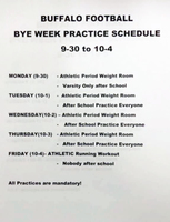 Bye Week Football Practice Schedule