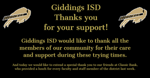 GISD Extends Thanks to Community