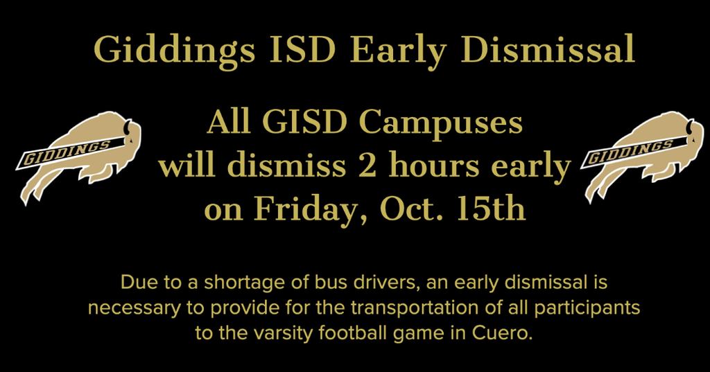 Early Dismissal - Oct. 15